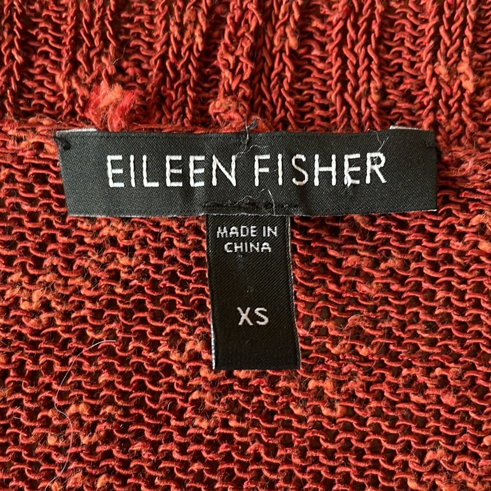 Eileen Fisher Burnt Rust Open Front Cardigan Xs - image 7